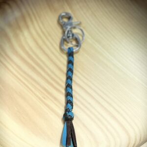 "PLAITED LEATHER KEYRING" ~ in Teal & Dark Brown by Wanita Stanley