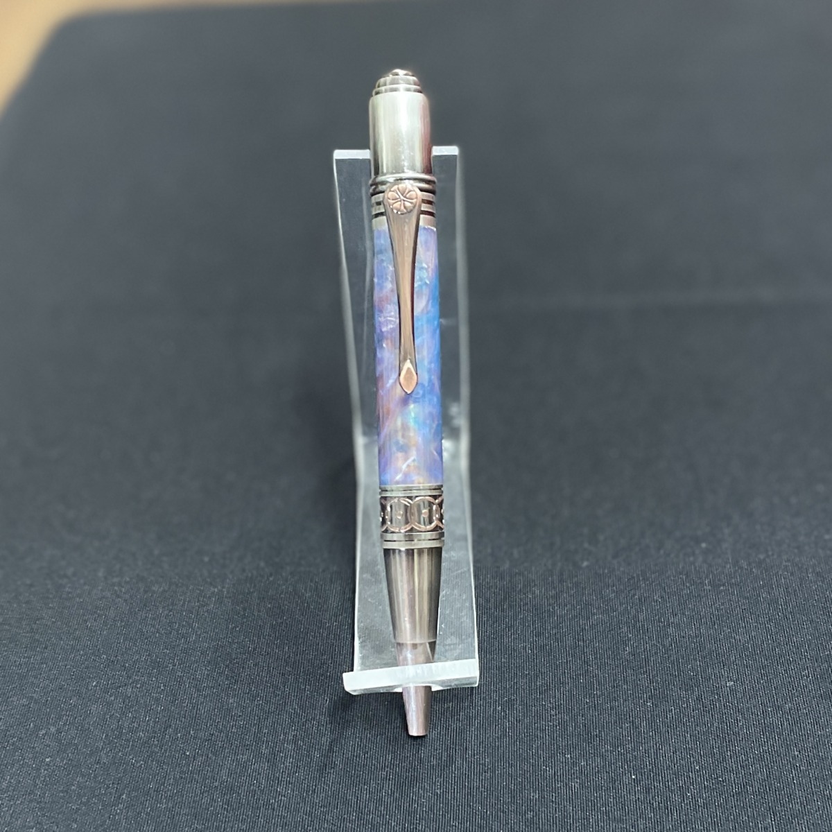 "MOTTLED BLUE ACRYLIC PEN" Hand Crafted Ball Point by Stephen Youngberry - Image 2