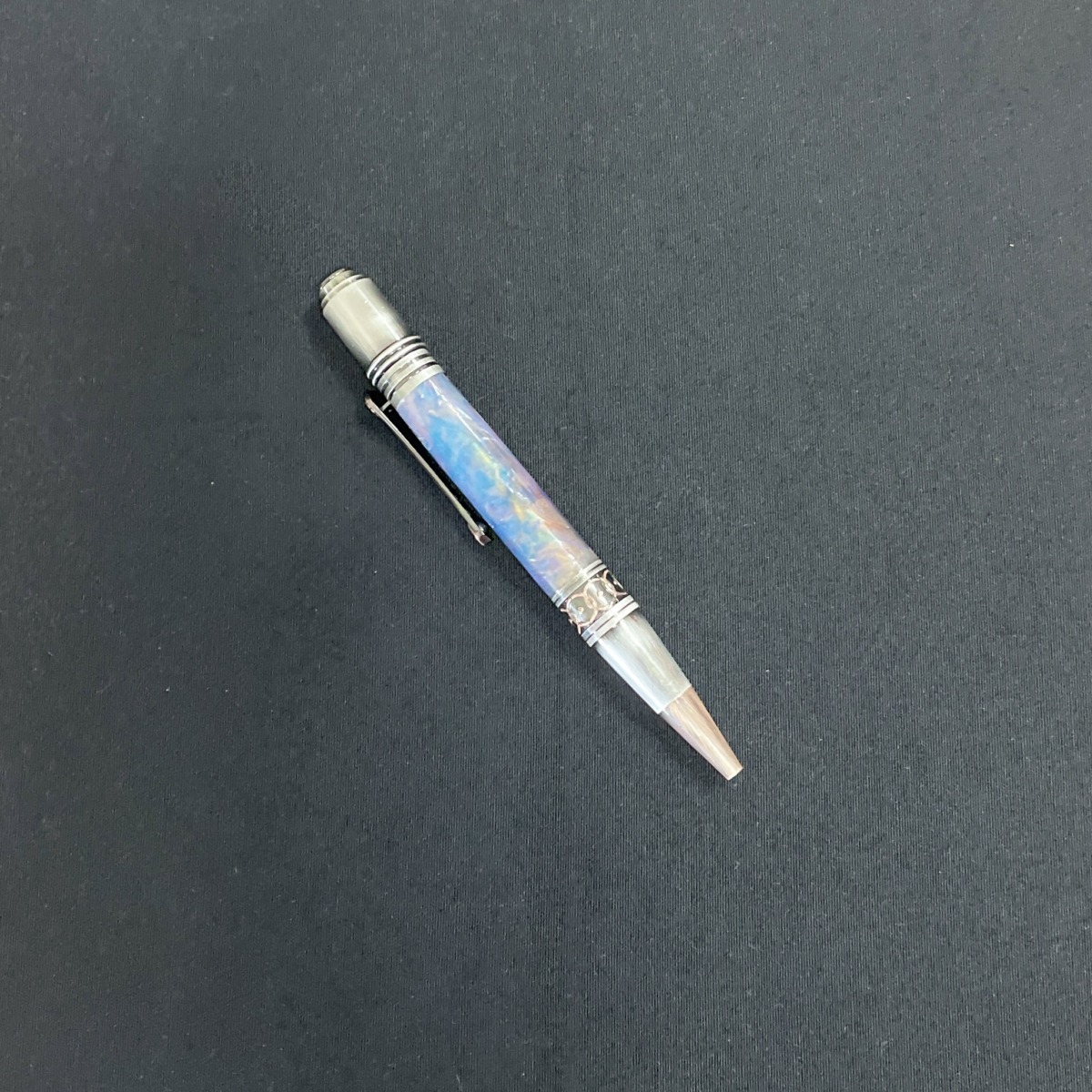 "MOTTLED BLUE ACRYLIC PEN" Hand Crafted Ball Point by Stephen Youngberry - Image 3