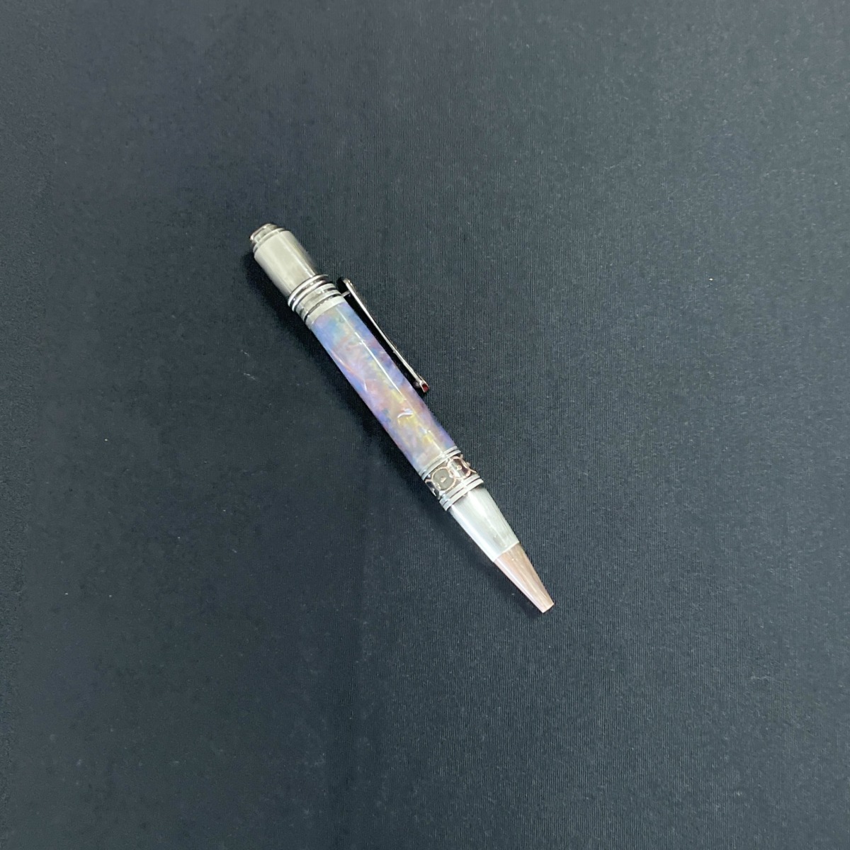 "MOTTLED BLUE ACRYLIC PEN" Hand Crafted Ball Point by Stephen Youngberry - Image 4