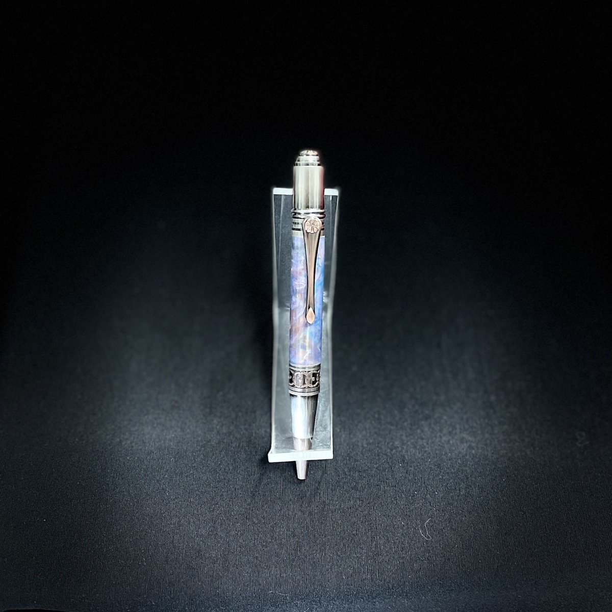 "MOTTLED BLUE ACRYLIC PEN" Hand Crafted Ball Point by Stephen Youngberry - Image 5