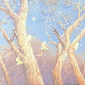 "SUDDEN FLIGHT ALONG THE CONDAMINE" ~ Original Acrylic Painting by Tom McAulay