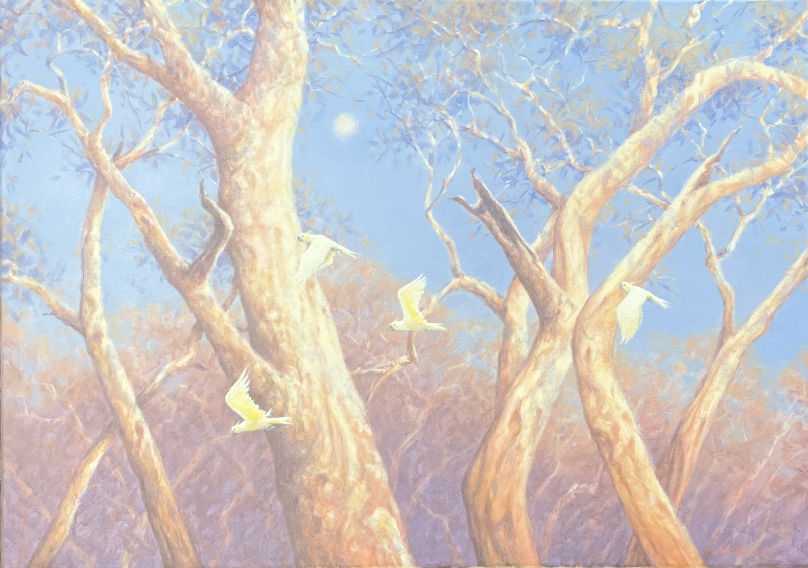 "SUDDEN FLIGHT ALONG THE CONDAMINE" ~ Original Acrylic Painting by Tom McAulay