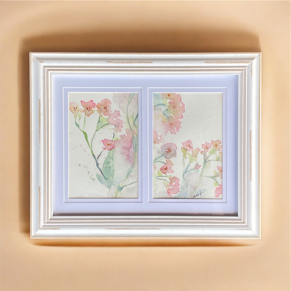 "ROSE WITH NO NAME" ~ Original Diptych Watercolour Painting by Susan Wellingham