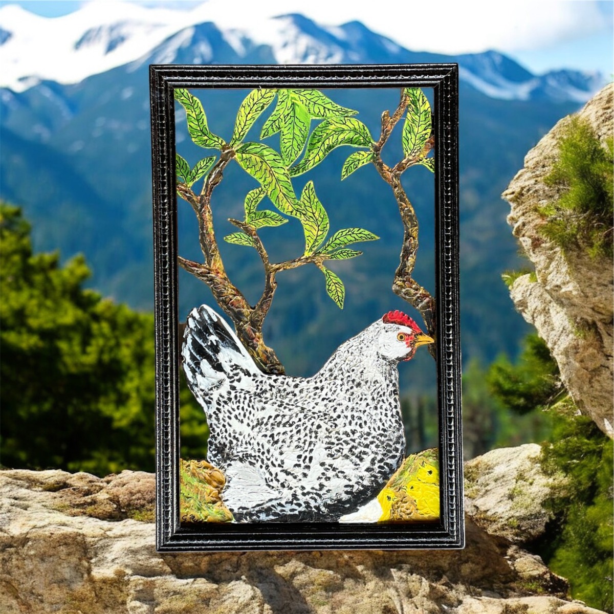 "SPECKLED CHOOK" ~ Original Acrylic Painting by Garry Mudge