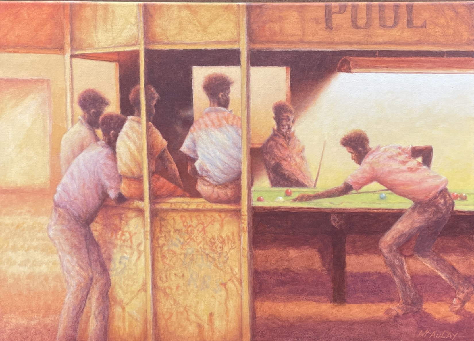 "POOL PLAYERS - THURSDAY ISLAND" ~ Original Acrylic Painting by Tom McAulay - Image 4