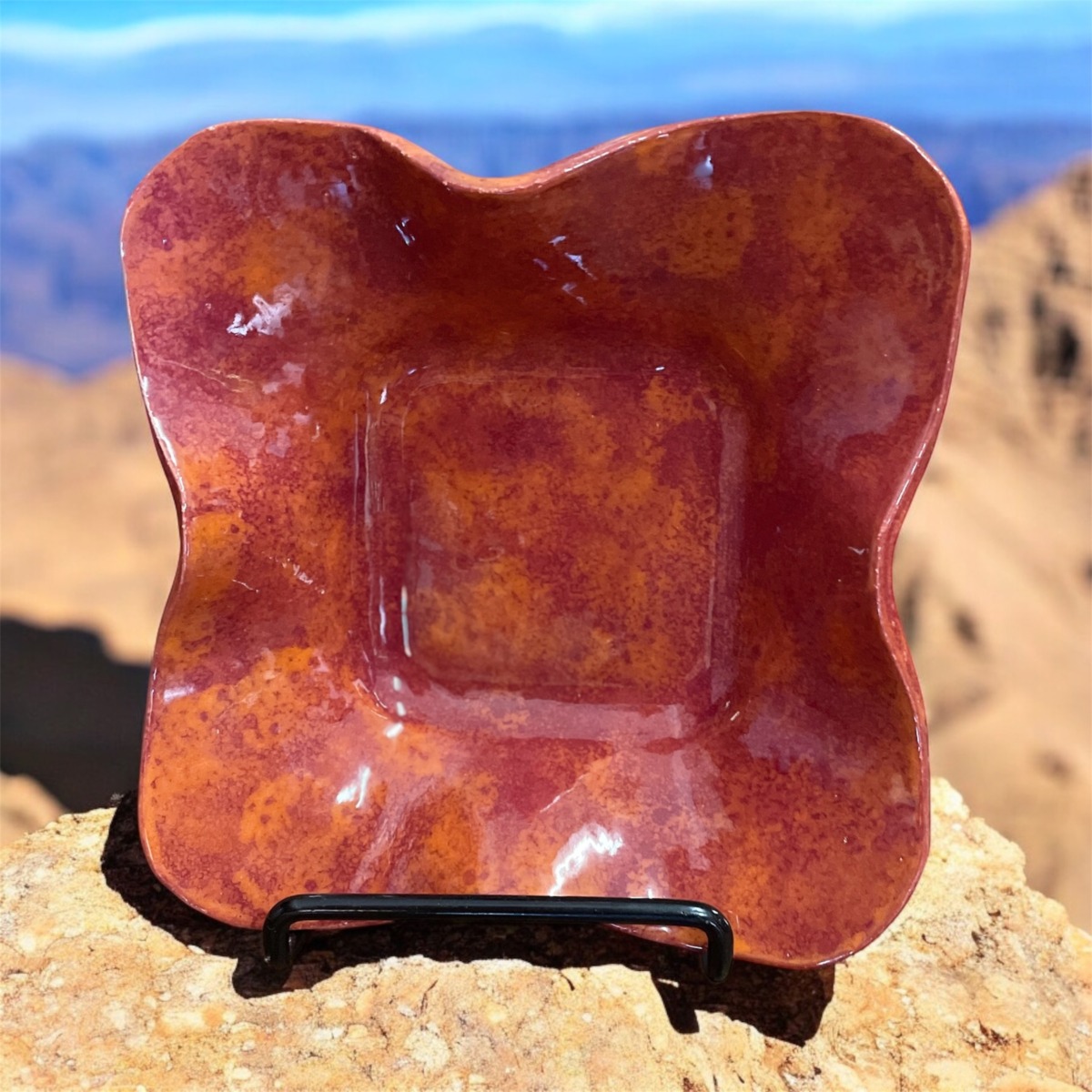 "TWO-TONE TERRACOTTA DISH" ~ Hand Built Pottery by Debbie Grant