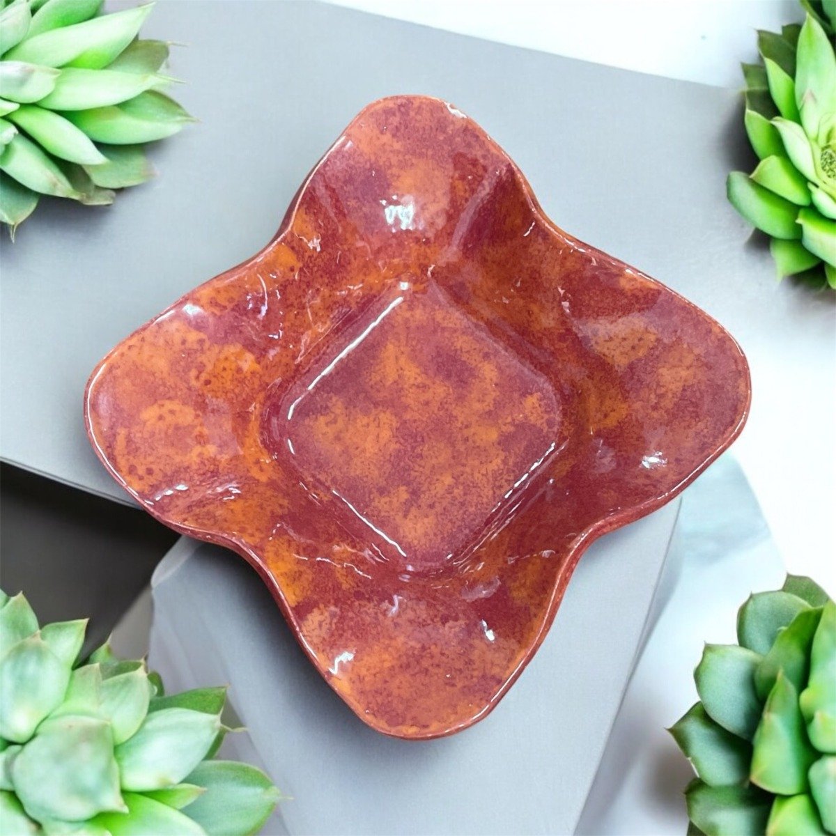 "TWO-TONE TERRACOTTA DISH" ~ Hand Built Pottery by Debbie Grant - Image 2