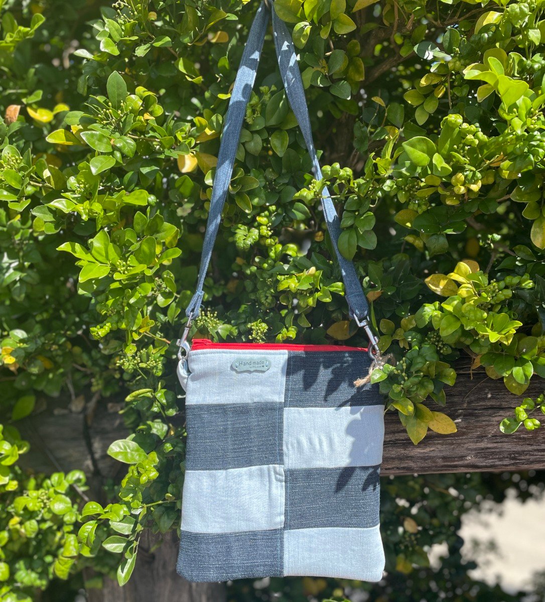 "SHOULDER BAG" ~ Two-tone upcycled Denim by Wendy Thompson