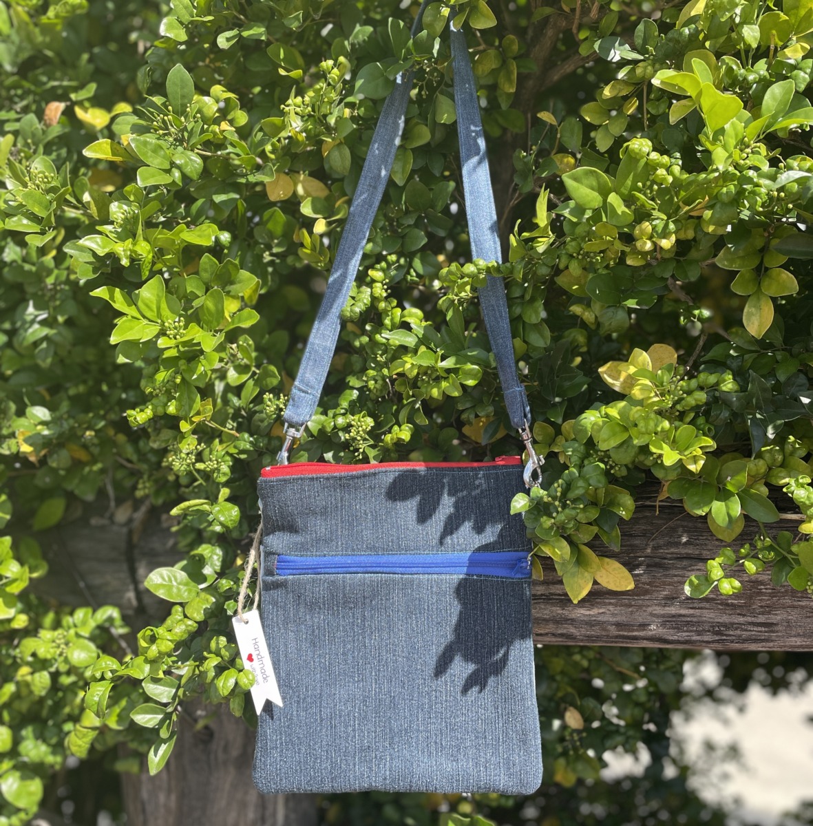 "SHOULDER BAG" ~ Two-tone upcycled Denim by Wendy Thompson - Image 4