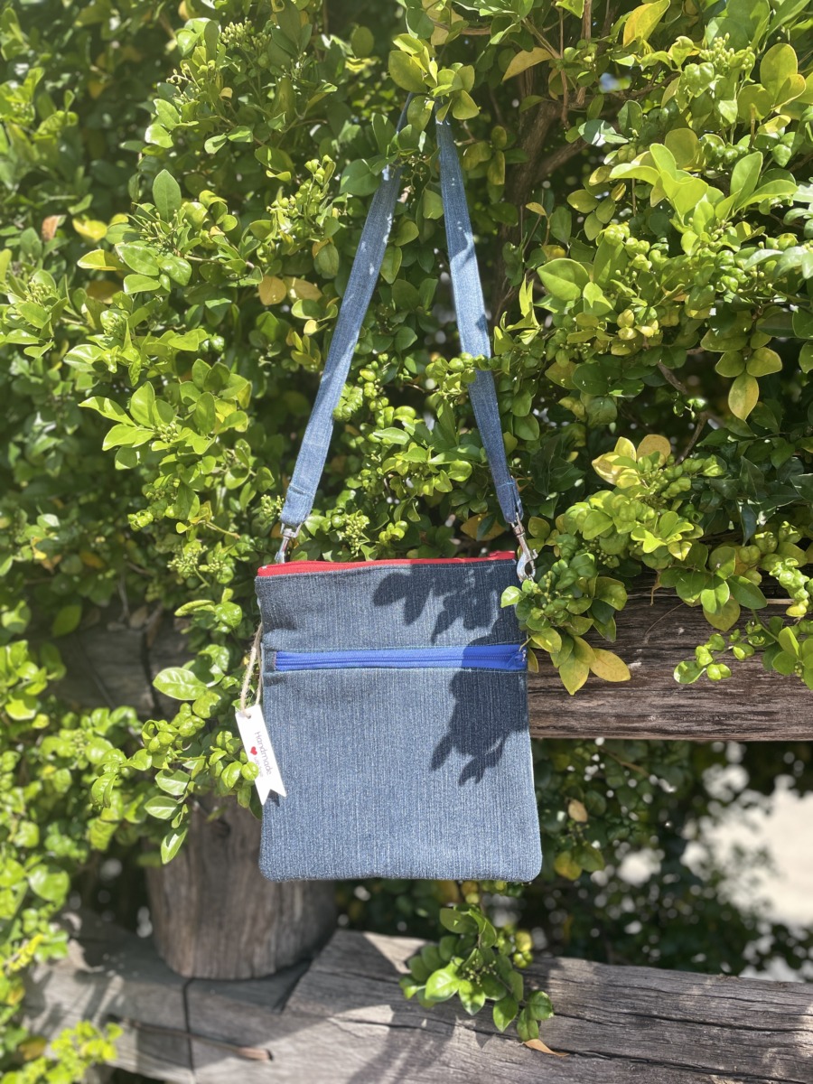 "SHOULDER BAG" ~ Two-tone upcycled Denim by Wendy Thompson - Image 3