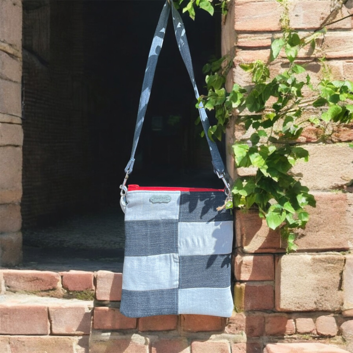"SHOULDER BAG" ~ Two-tone upcycled Denim by Wendy Thompson - Image 2