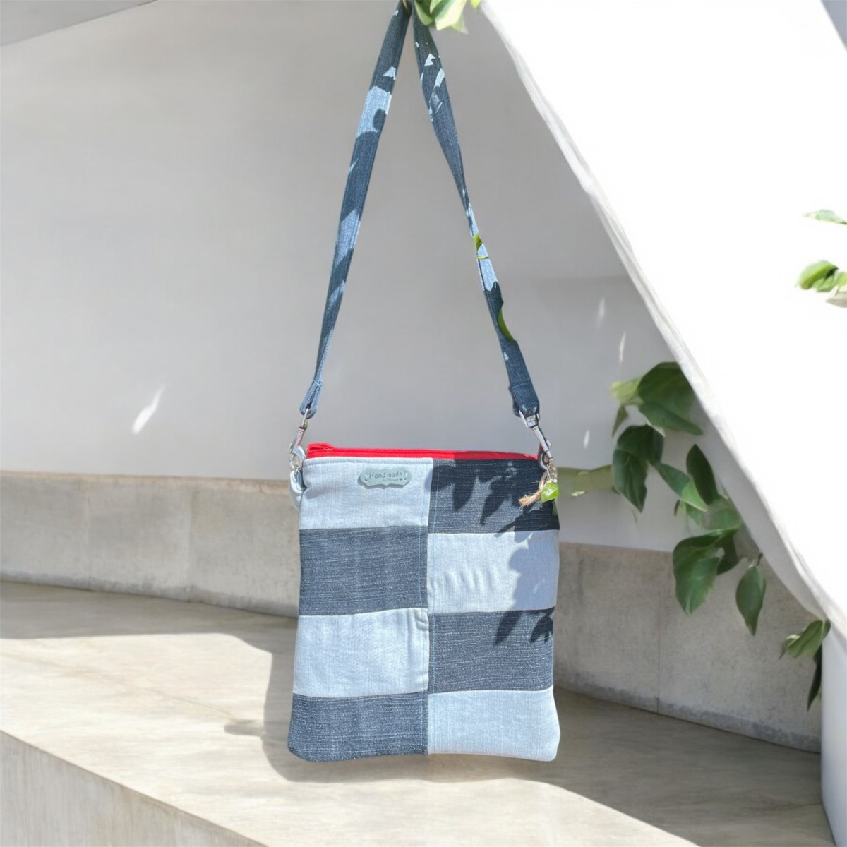 "SHOULDER BAG" ~ Two-tone upcycled Denim by Wendy Thompson - Image 5