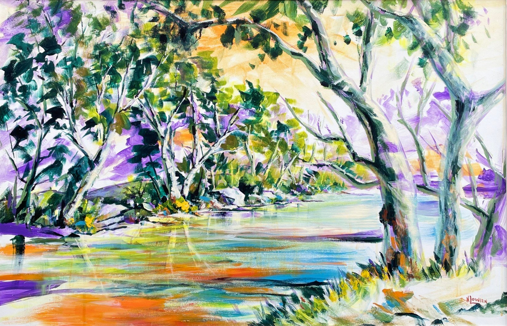 "WINTER STREAM" ~ Original Acrylic Painting by Noela Lowien - Image 6
