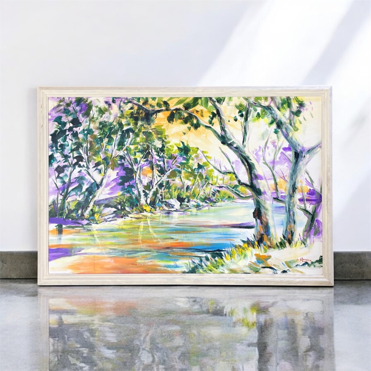 "WINTER STREAM" ~ Original Acrylic Painting by Noela Lowien - Image 3