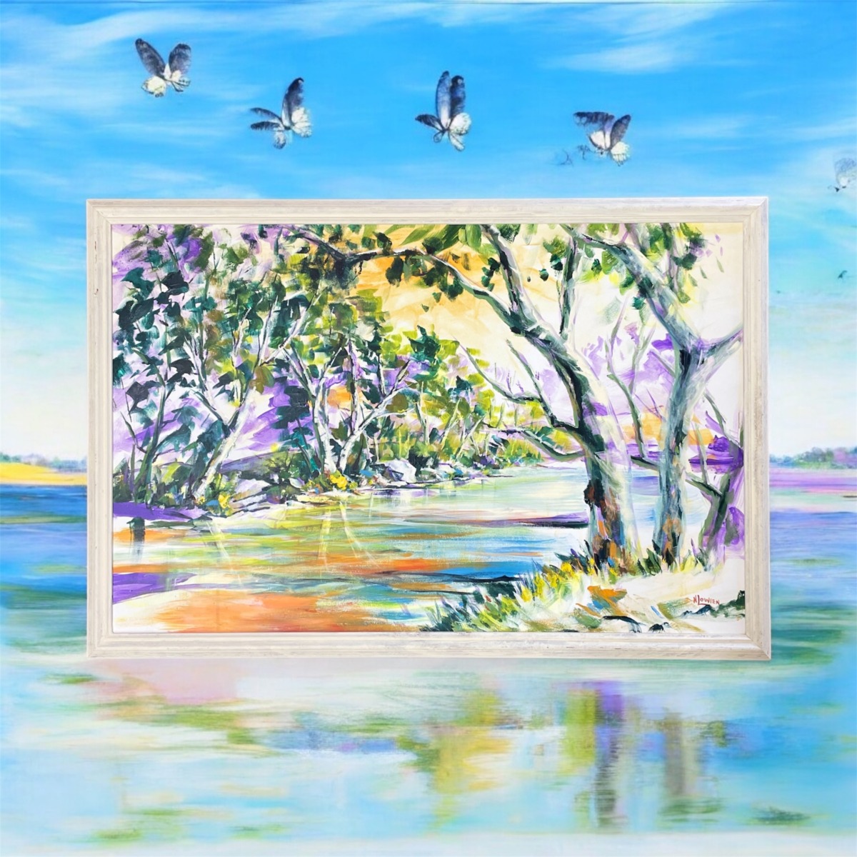 "WINTER STREAM" ~ Original Acrylic Painting by Noela Lowien - Image 2