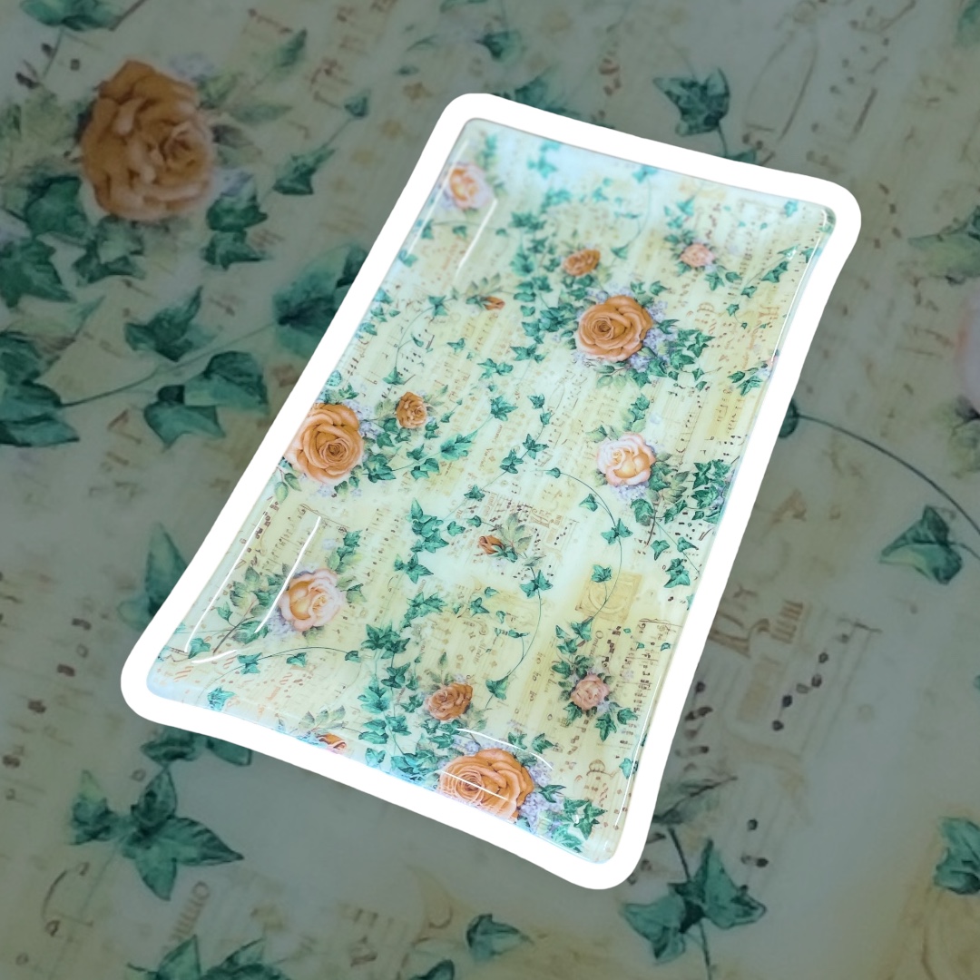 "MUSIC AND ROSES" Kiln Fired Glass Platter by Sylvia Free