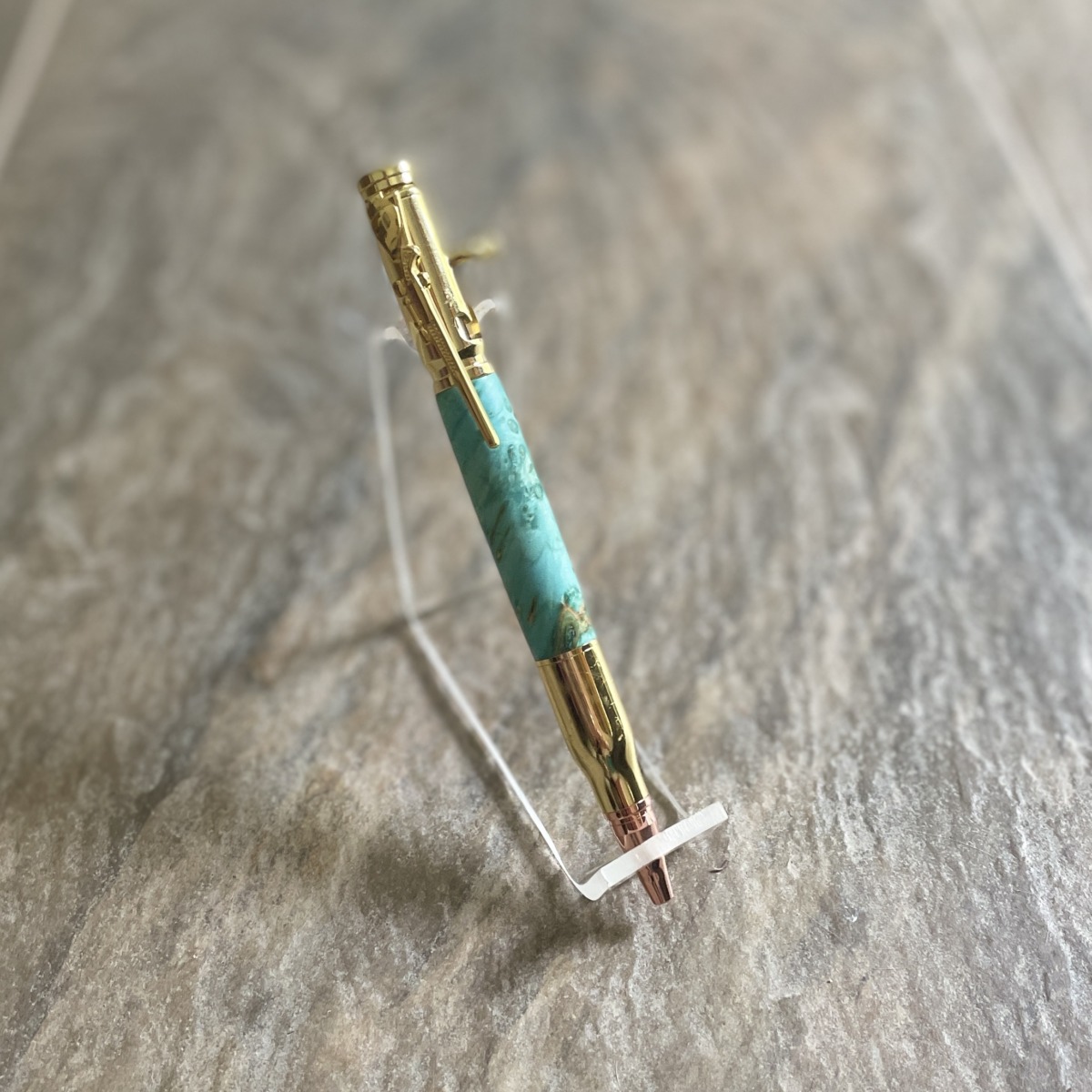 "TURNED TIMBER BULLET PEN" ~ in Turquoise Maple by Murray Broomhill - Image 6