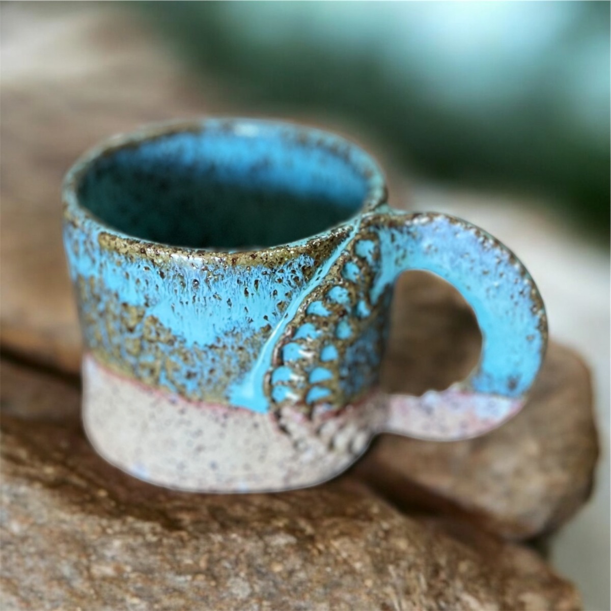 "COFFEE MUG" - Chunky Hand Made Pottery #F21 by Deborah Dawkings - Image 2