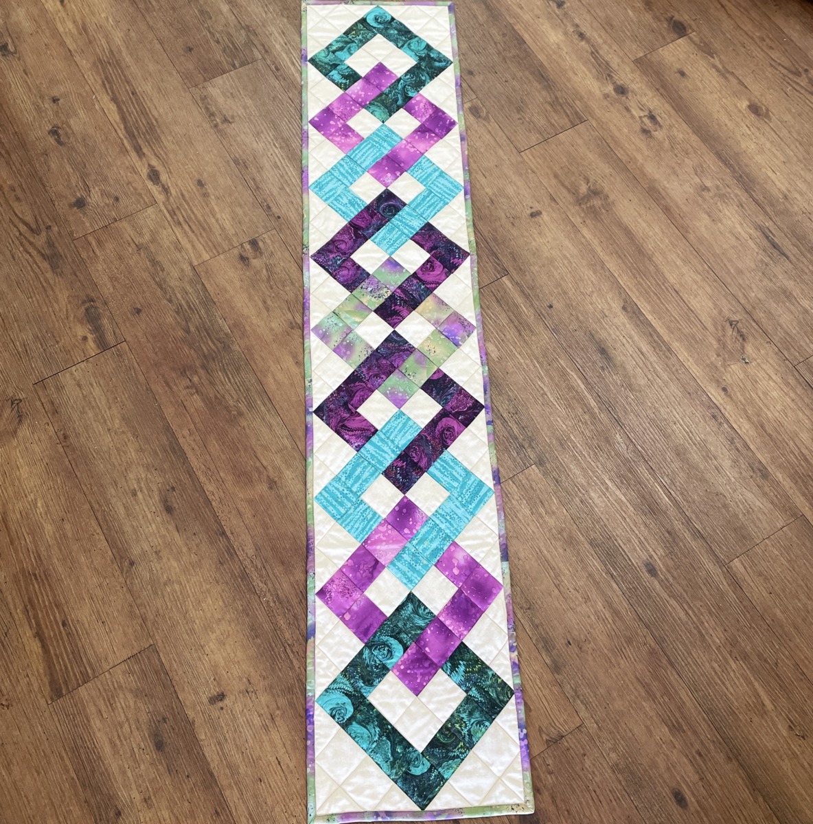 "ILLUSION SQUARES" ~ Long Patchwork Table Runner by Anne Grant - Image 4