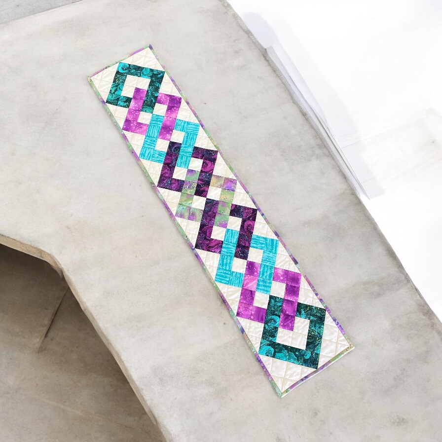 "ILLUSION SQUARES" ~ Long Patchwork Table Runner by Anne Grant - Image 3