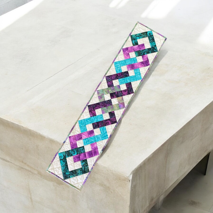 "ILLUSION SQUARES" ~ Long Patchwork Table Runner by Anne Grant - Image 6