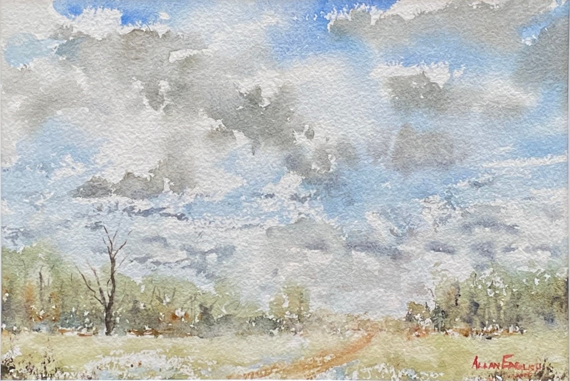"DARK CLOUDS OVER BURREN JUNCTION NSW" ~ Original Watercolour Painting by Allan English - Image 3