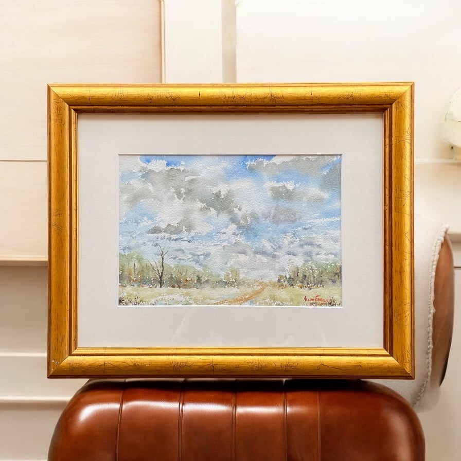 "DARK CLOUDS OVER BURREN JUNCTION NSW" ~ Original Watercolour Painting by Allan English
