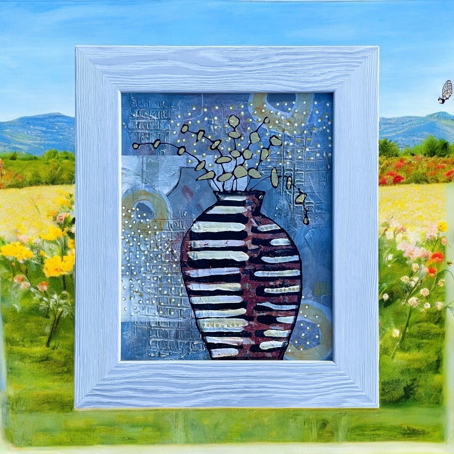 "VINTAGE VIBES #2" ~ Original Mixed Media Painting by Gaye Wright