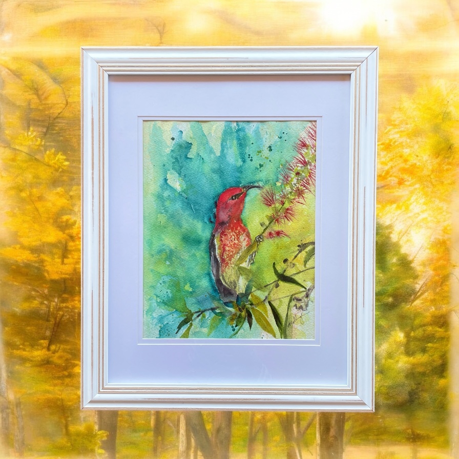 "SCARLET HONEYEATER" ~ Original Watercolour Painting by Susan Wellingham - Image 3