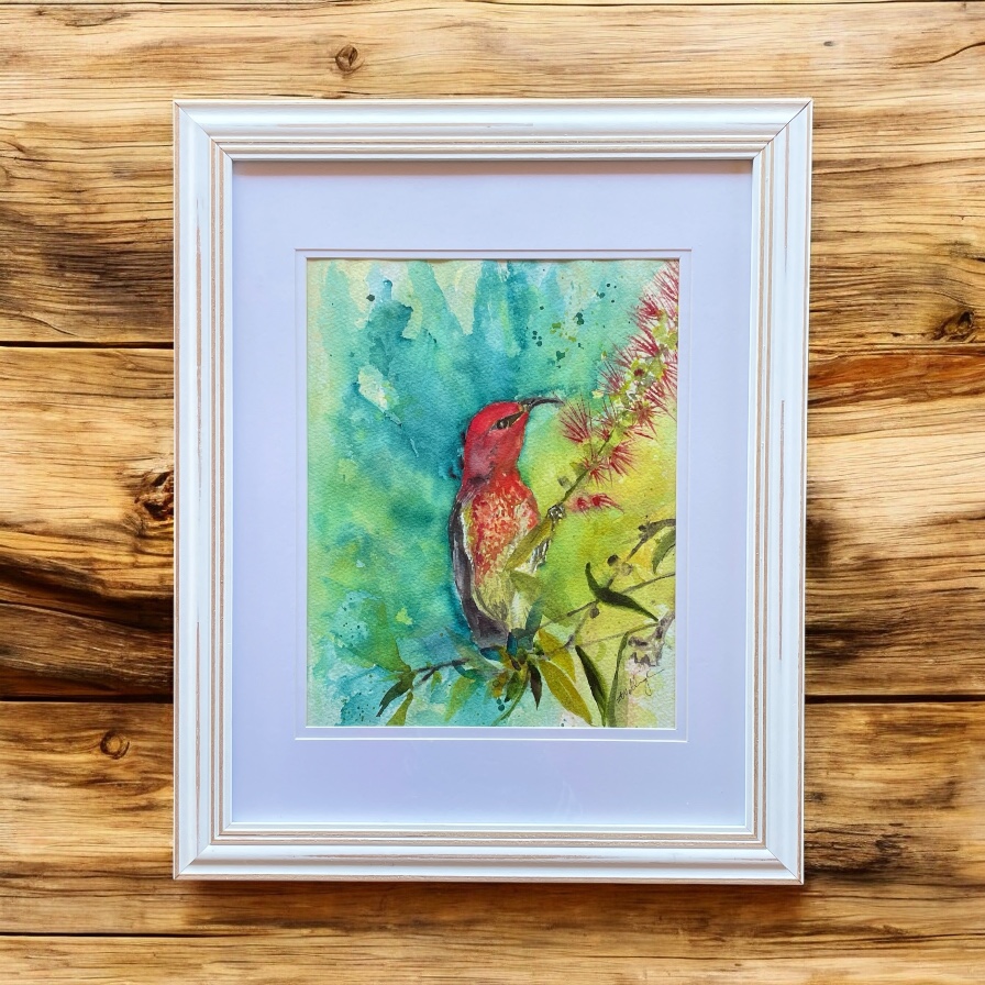 "SCARLET HONEYEATER" ~ Original Watercolour Painting by Susan Wellingham - Image 2