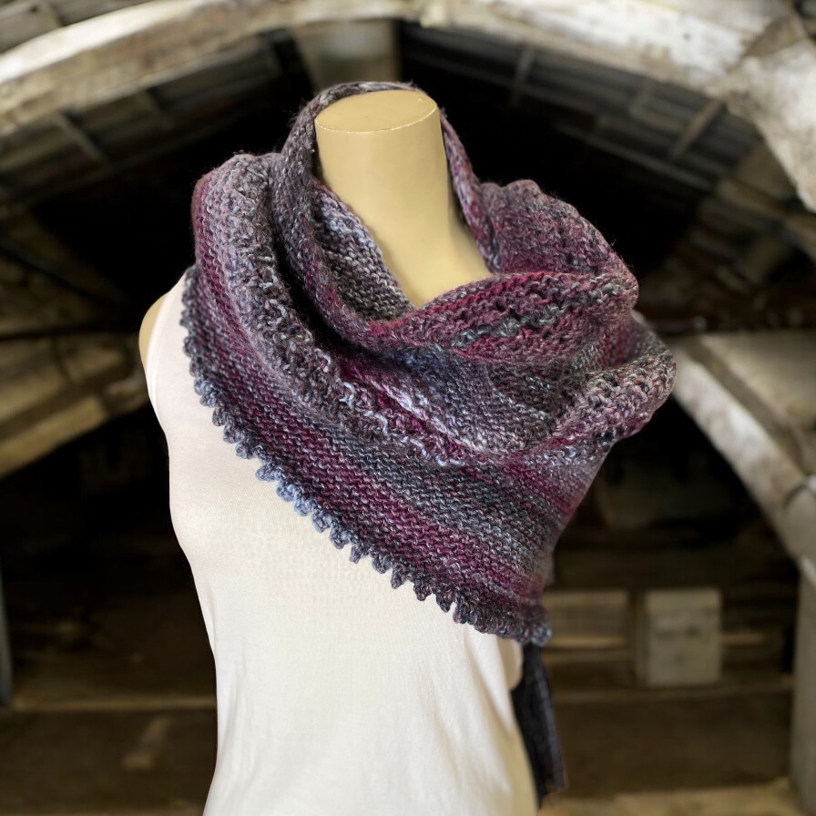 "BLUES & GRAPE ~ HAND KNITTED SHAWL" ~ by Hedi English - Image 3