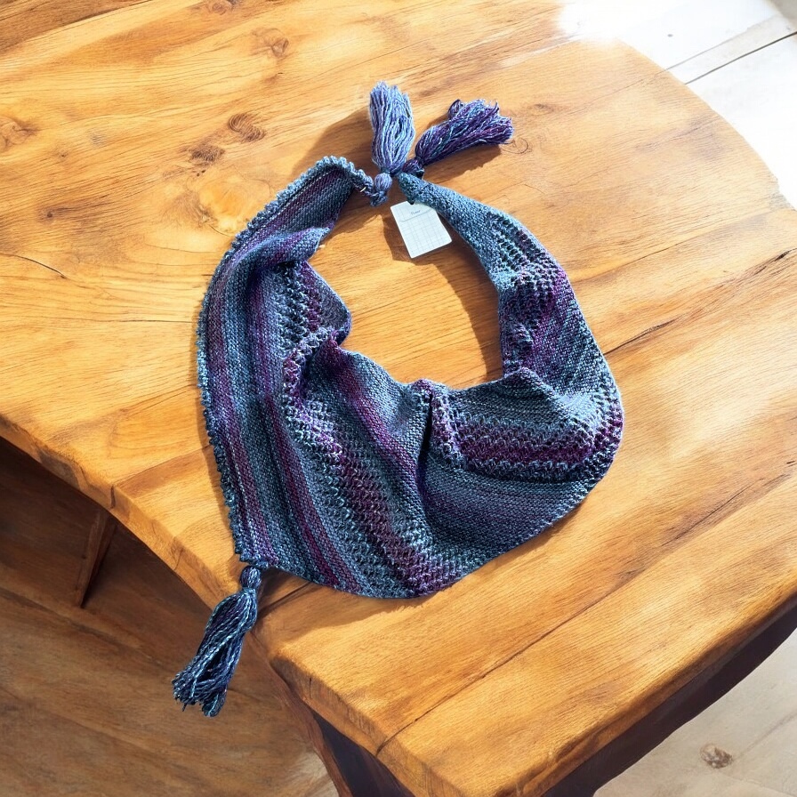 "BLUES & GRAPE ~ HAND KNITTED SHAWL" ~ by Hedi English - Image 2