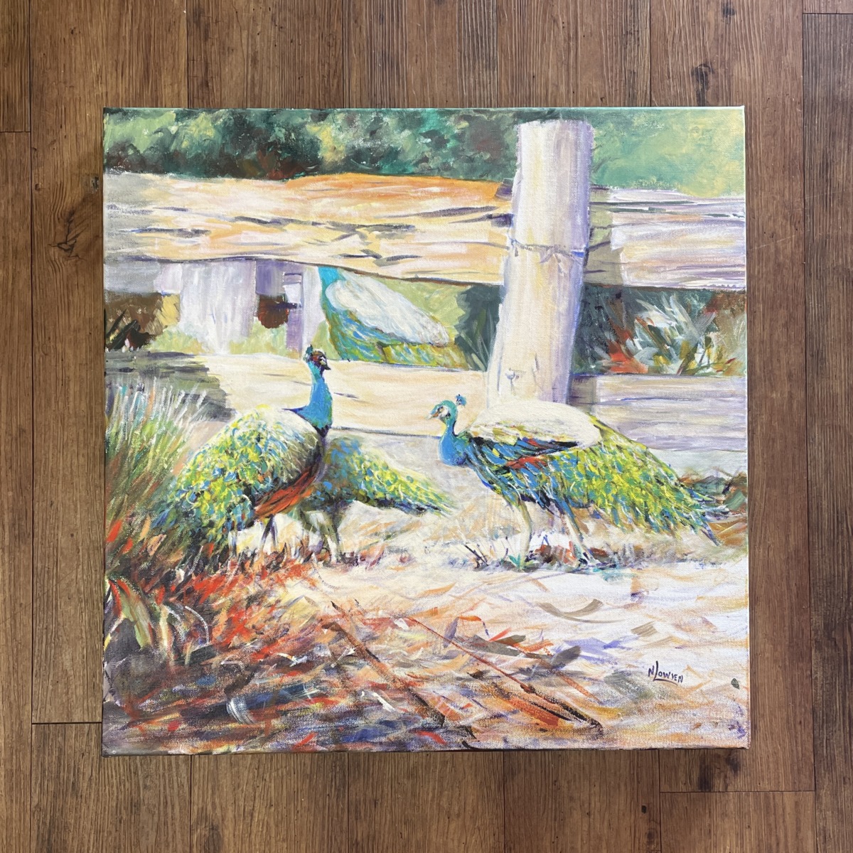 "SUNNY PEACOCKS" ~ Original Acrylic Painting by Noela Lowien - Image 5