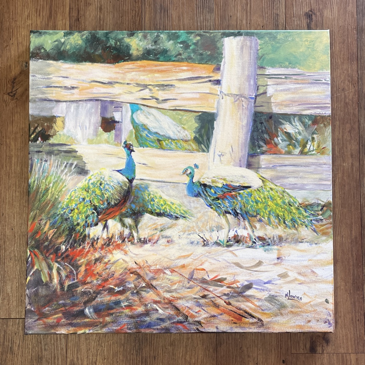 "SUNNY PEACOCKS" ~ Original Acrylic Painting by Noela Lowien - Image 4