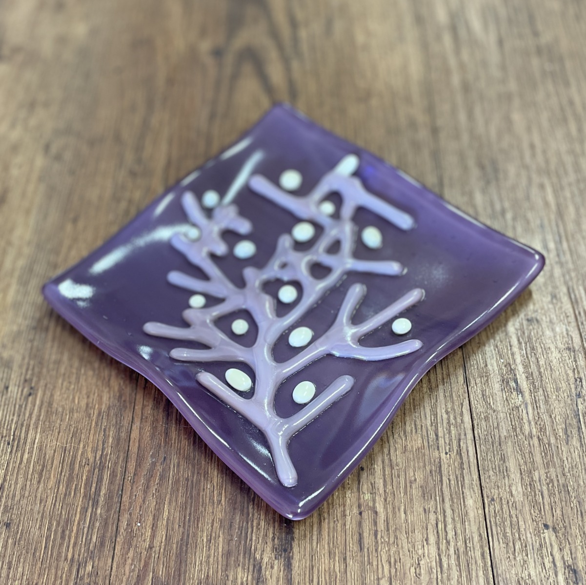 "CORAL WAVE PLATE" ~ Kiln Fired Glass by Sylvia Free - Image 5