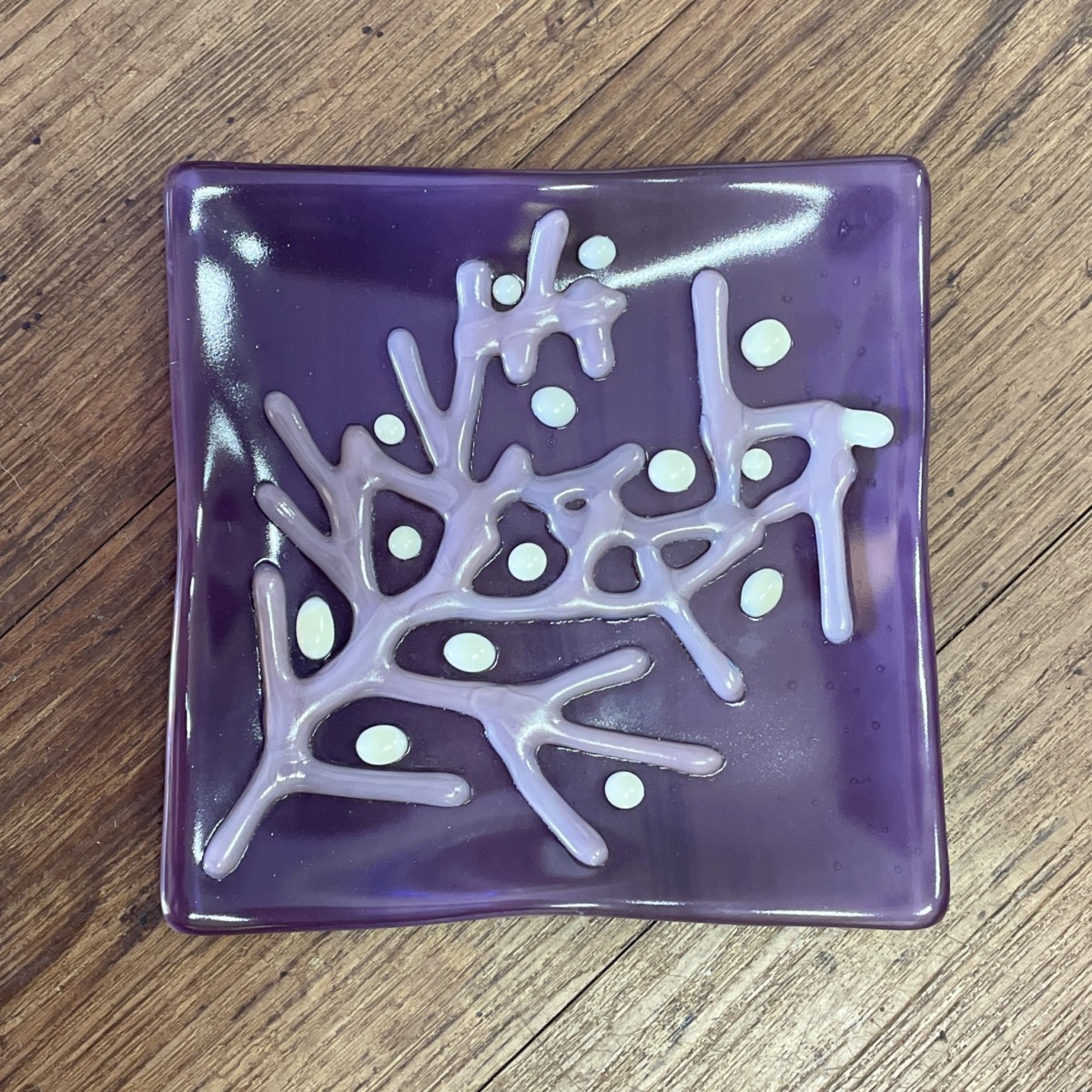 "CORAL WAVE PLATE" ~ Kiln Fired Glass by Sylvia Free - Image 4