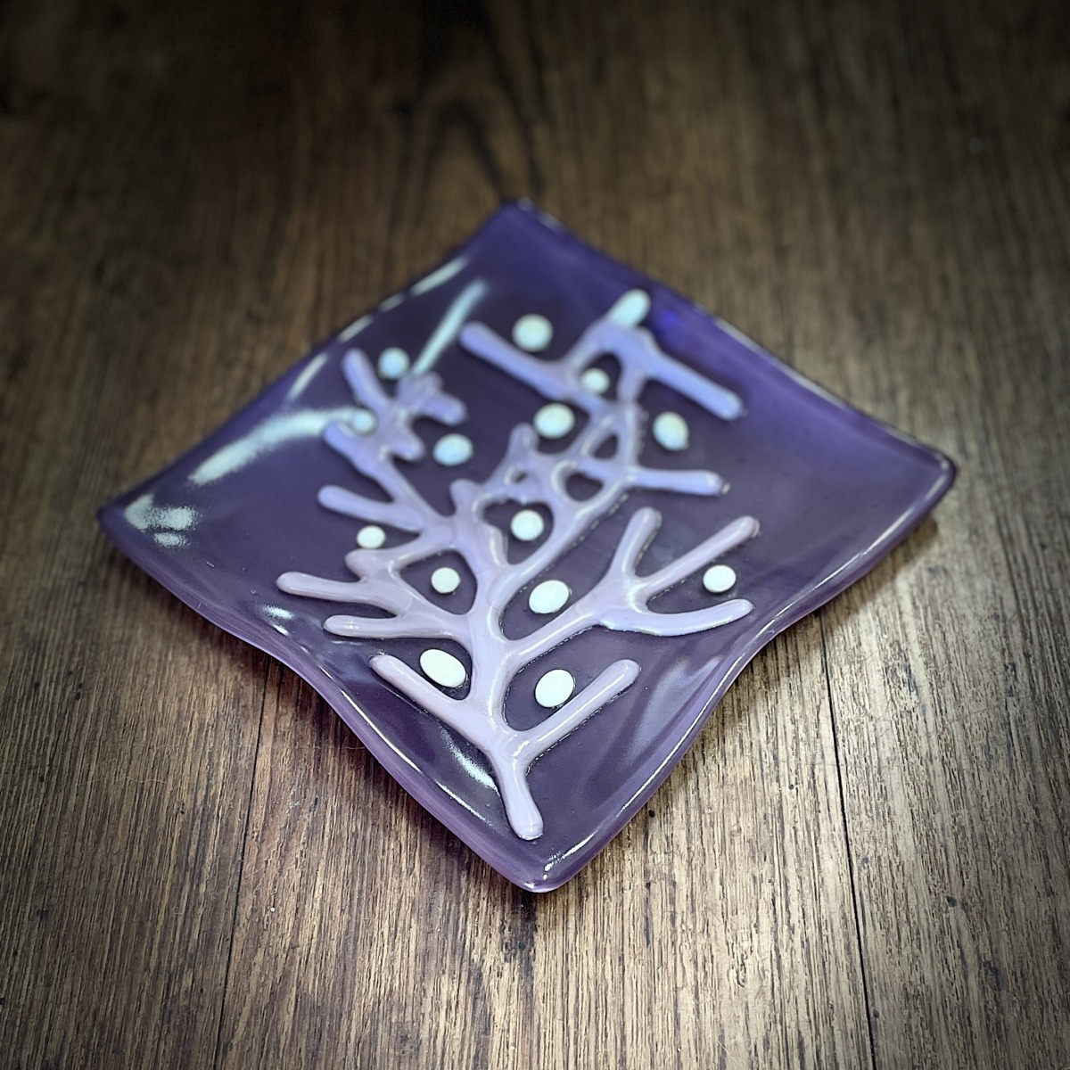 "CORAL WAVE PLATE" ~ Kiln Fired Glass by Sylvia Free - Image 3
