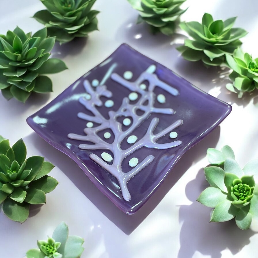 "CORAL WAVE PLATE" ~ Kiln Fired Glass by Sylvia Free