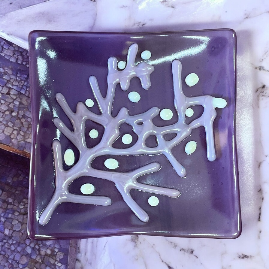 "CORAL WAVE PLATE" ~ Kiln Fired Glass by Sylvia Free - Image 2