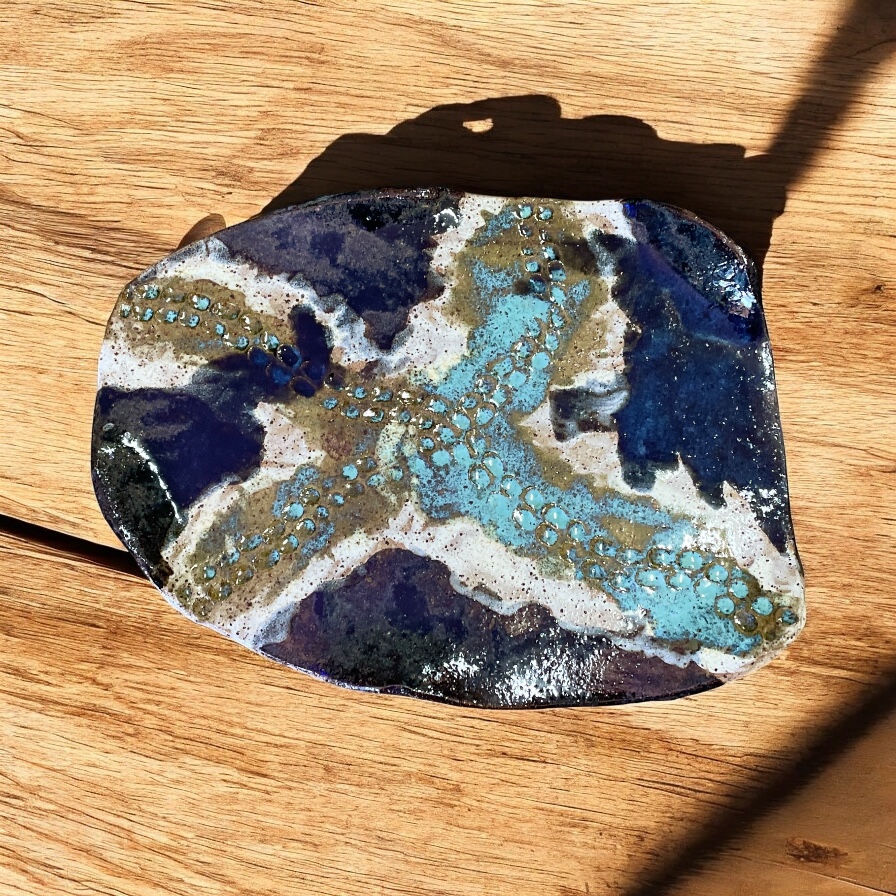 "TRACKS PLATTER" - Hand Built Pottery #22 by Deborah Dawkings - Image 2