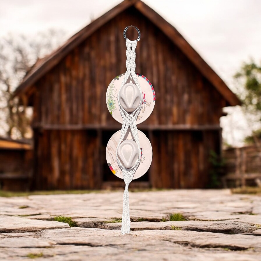 "DOUBLE HAT HANGER" in Macrame by Joanne Duncan - Image 3