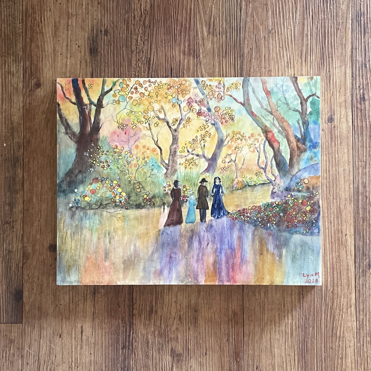 "GARDEN WALK" ~ Original Mixed Media Painting by Lyn Mason - Image 5