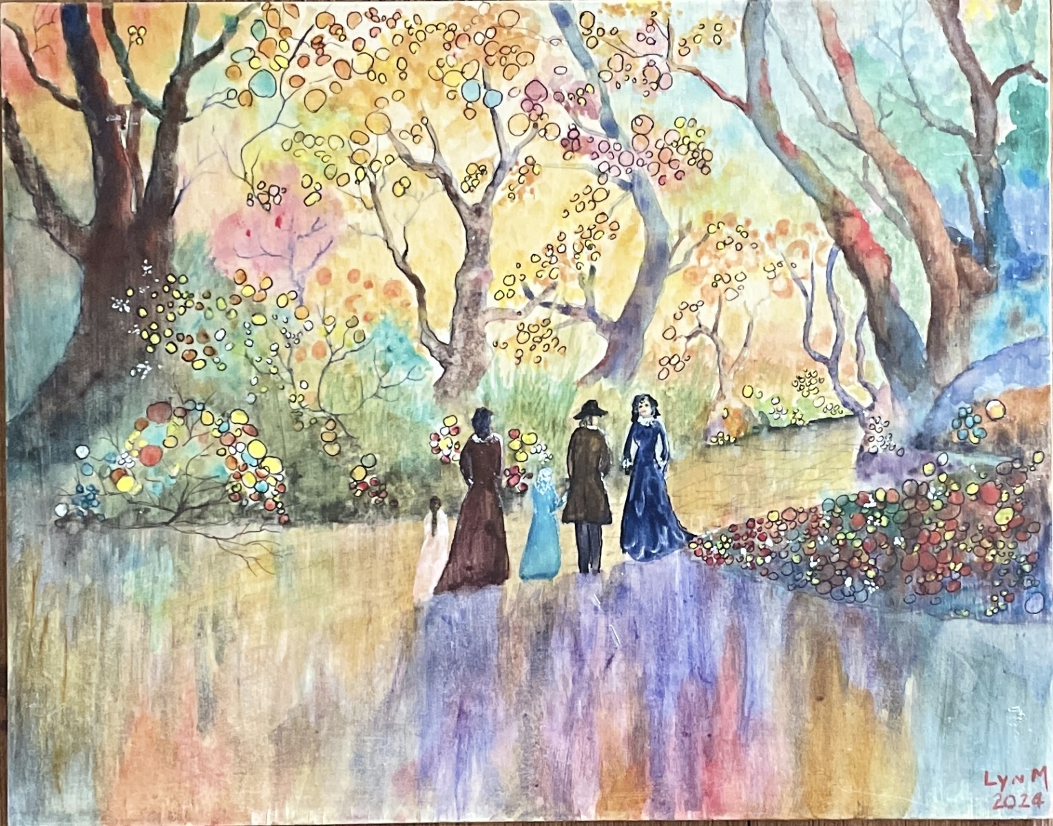 "GARDEN WALK" ~ Original Mixed Media Painting by Lyn Mason - Image 4