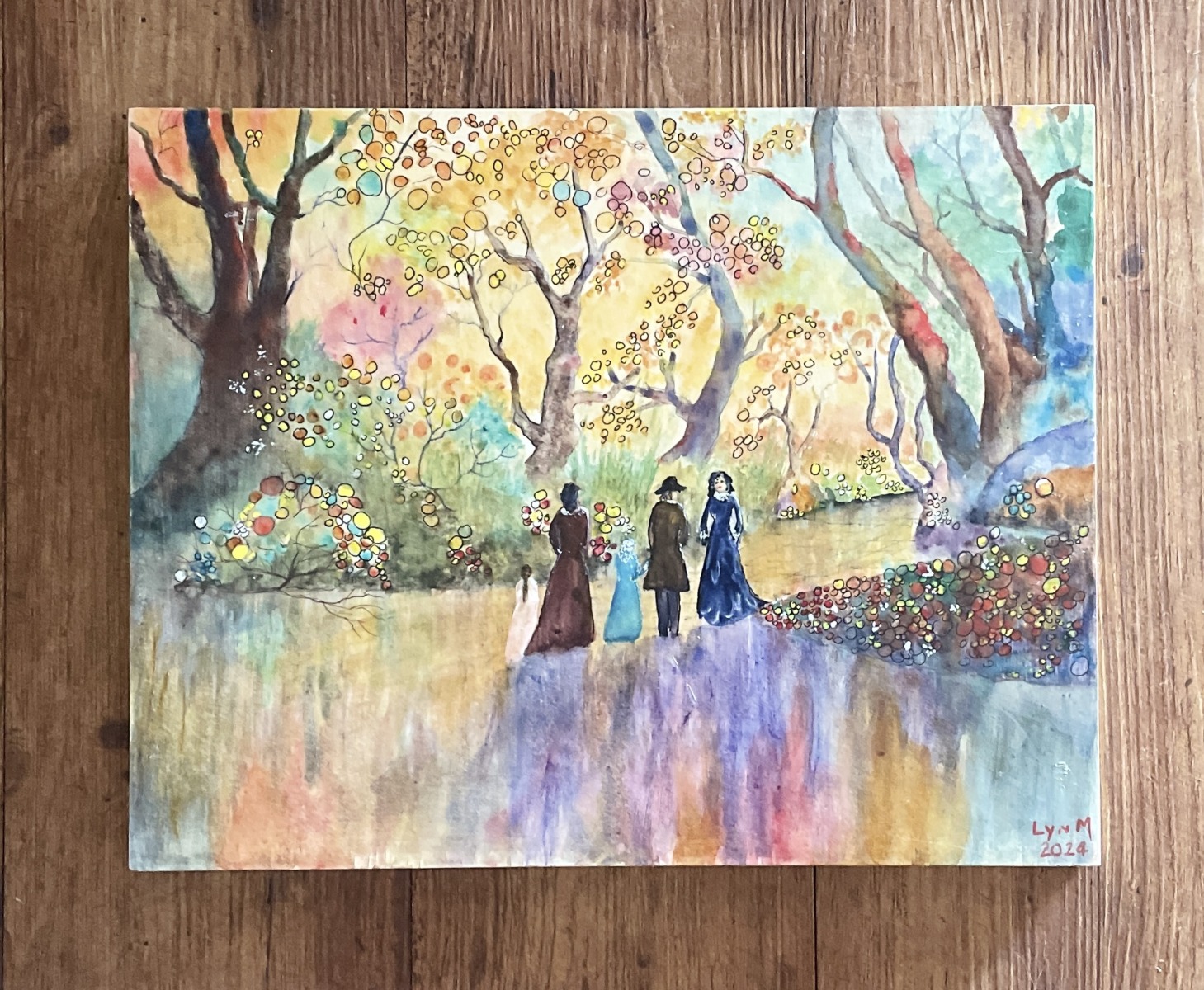 "GARDEN WALK" ~ Original Mixed Media Painting by Lyn Mason - Image 3