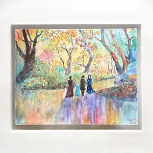 "GARDEN WALK" ~ Original Mixed Media Painting by Lyn Mason