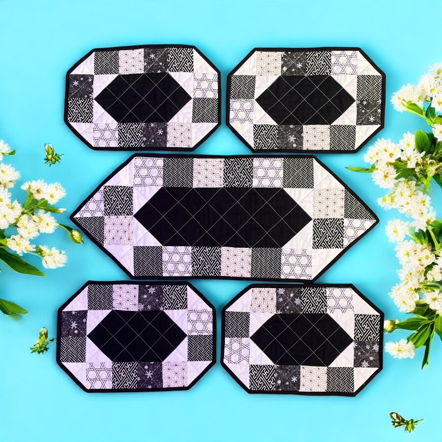 "TABLE RUNNER & PLACEMAT SET" ~ in Black & White by Kath Kingston - Image 2