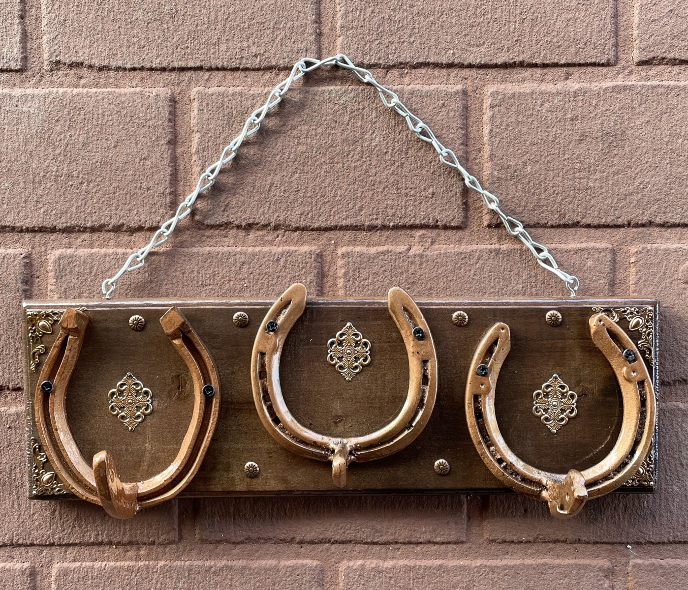 "BRONZE" ~ Three Hook Horseshoe Hatrack by Gunney Klippelt - Image 4