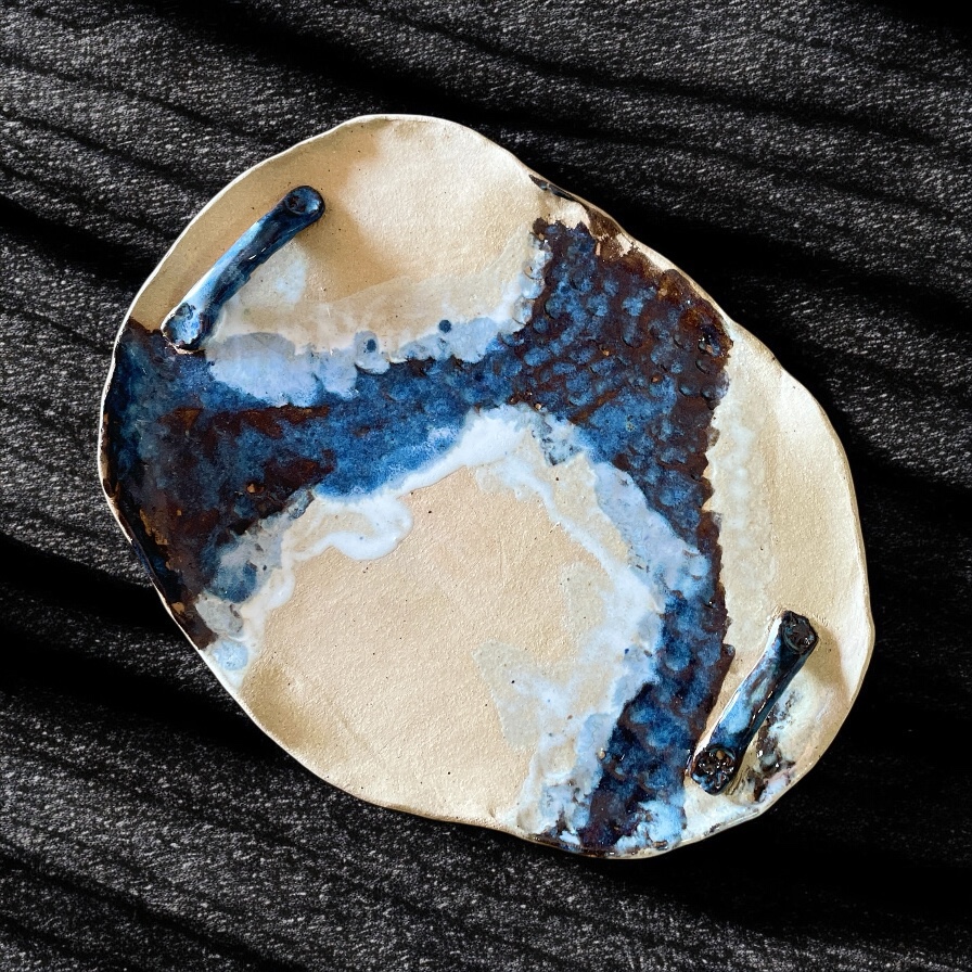 "PLATTER WITH HANDLES" ~ Hand Built Pottery #23 by Deborah Dawkings