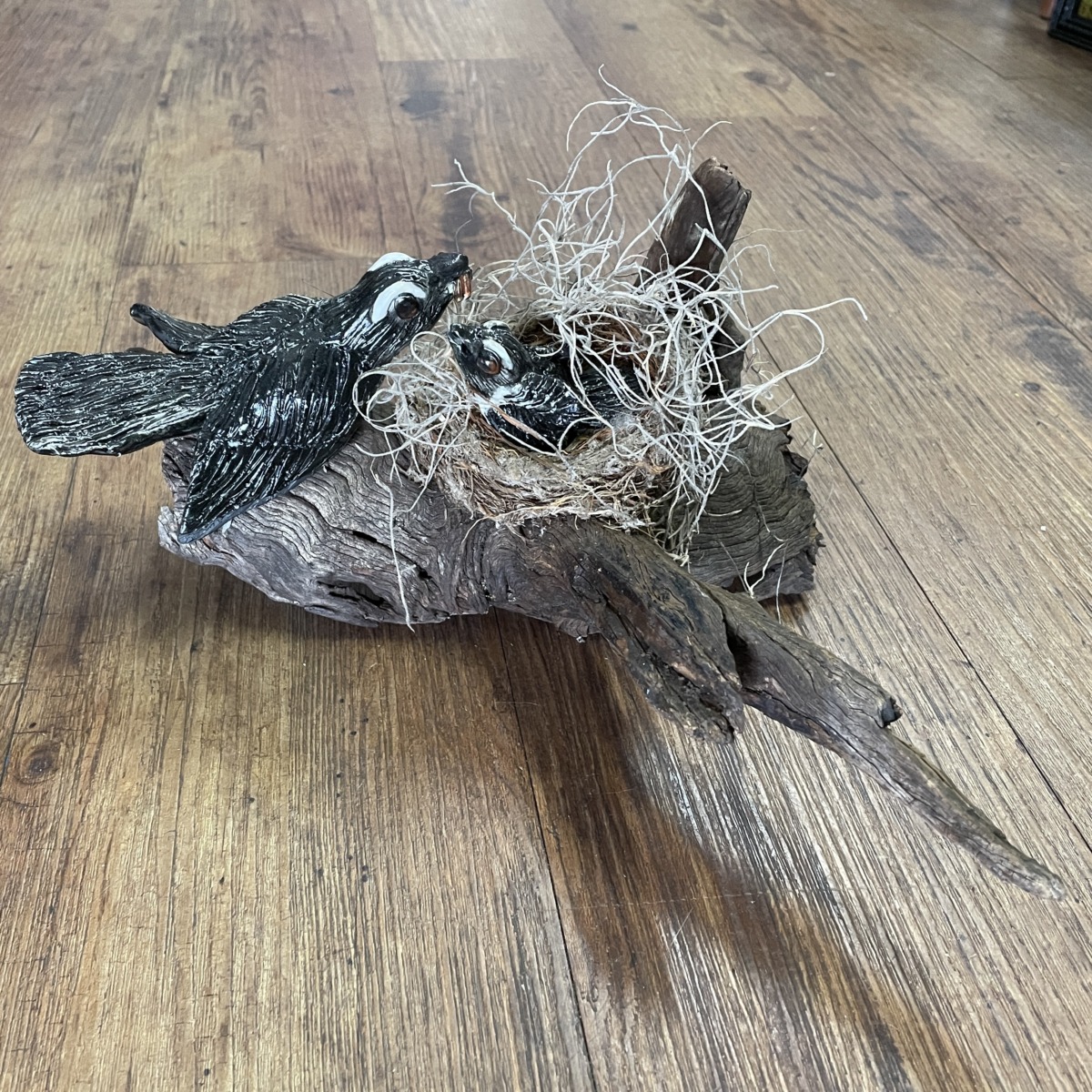 "WILLY WAGTAIL ON NEST" ~ Handmade Pottery by Jenny Shergold